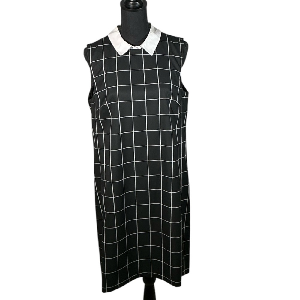 Halogen Black and White Checkered Midi Dress